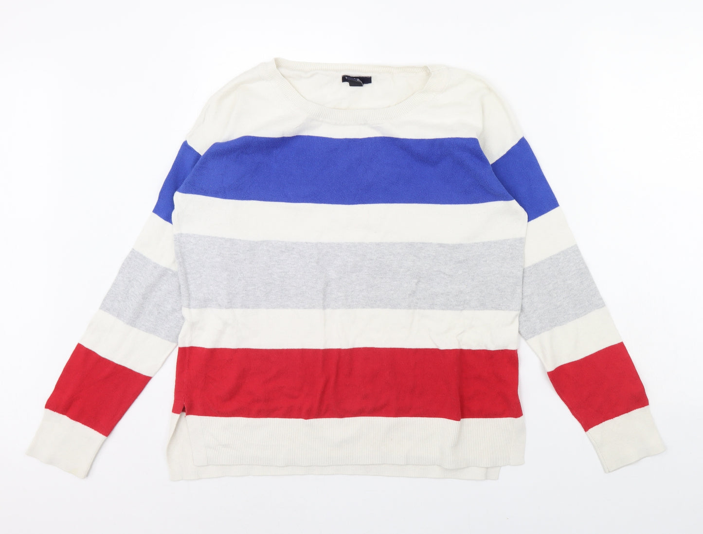 Gap Womens White Striped  Pullover Jumper Size L