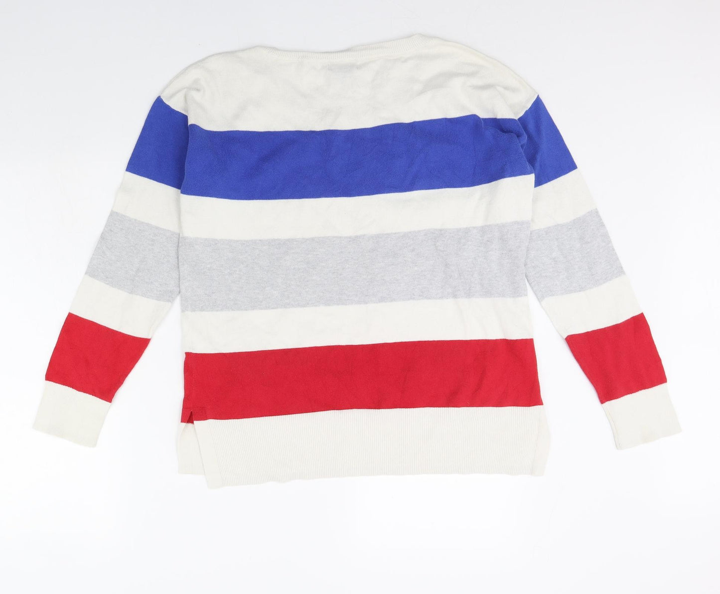 Gap Womens White Striped  Pullover Jumper Size L