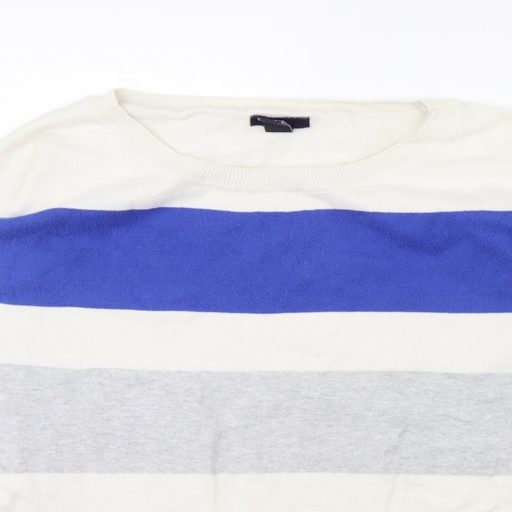 Gap Womens White Striped  Pullover Jumper Size L