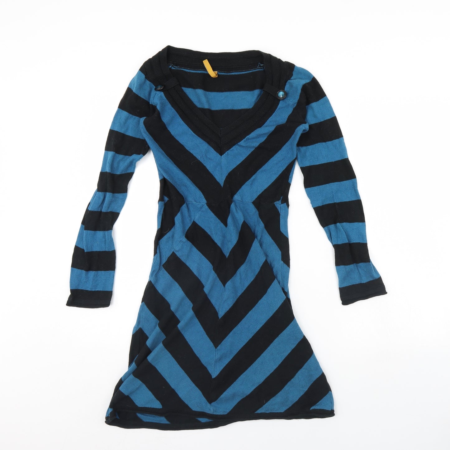 Cream Womens Blue Striped  Jumper Dress  Size S