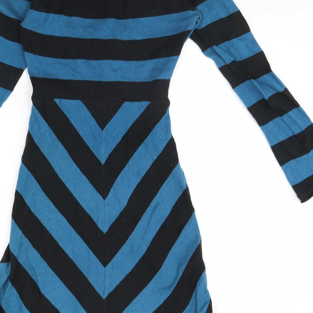 Cream Womens Blue Striped  Jumper Dress  Size S