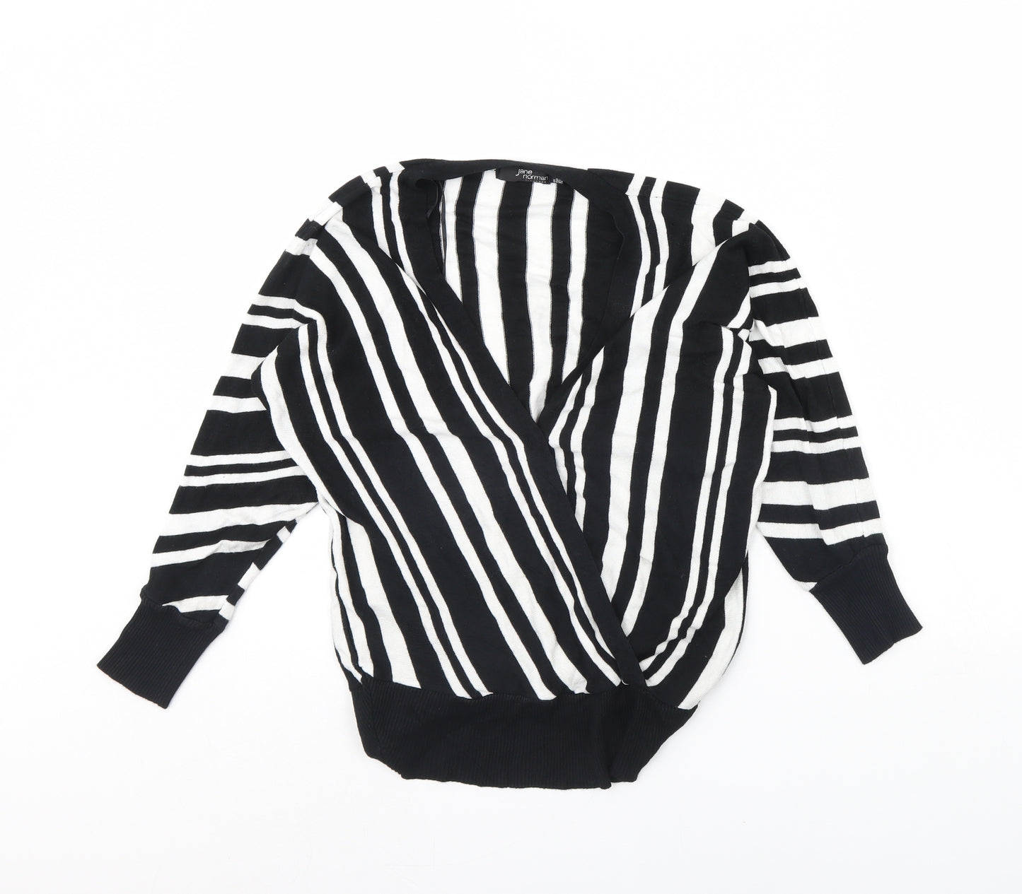 Jane Norman Womens Black Striped  Pullover Jumper Size 8