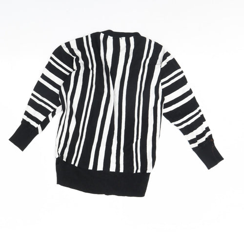 Jane Norman Womens Black Striped  Pullover Jumper Size 8