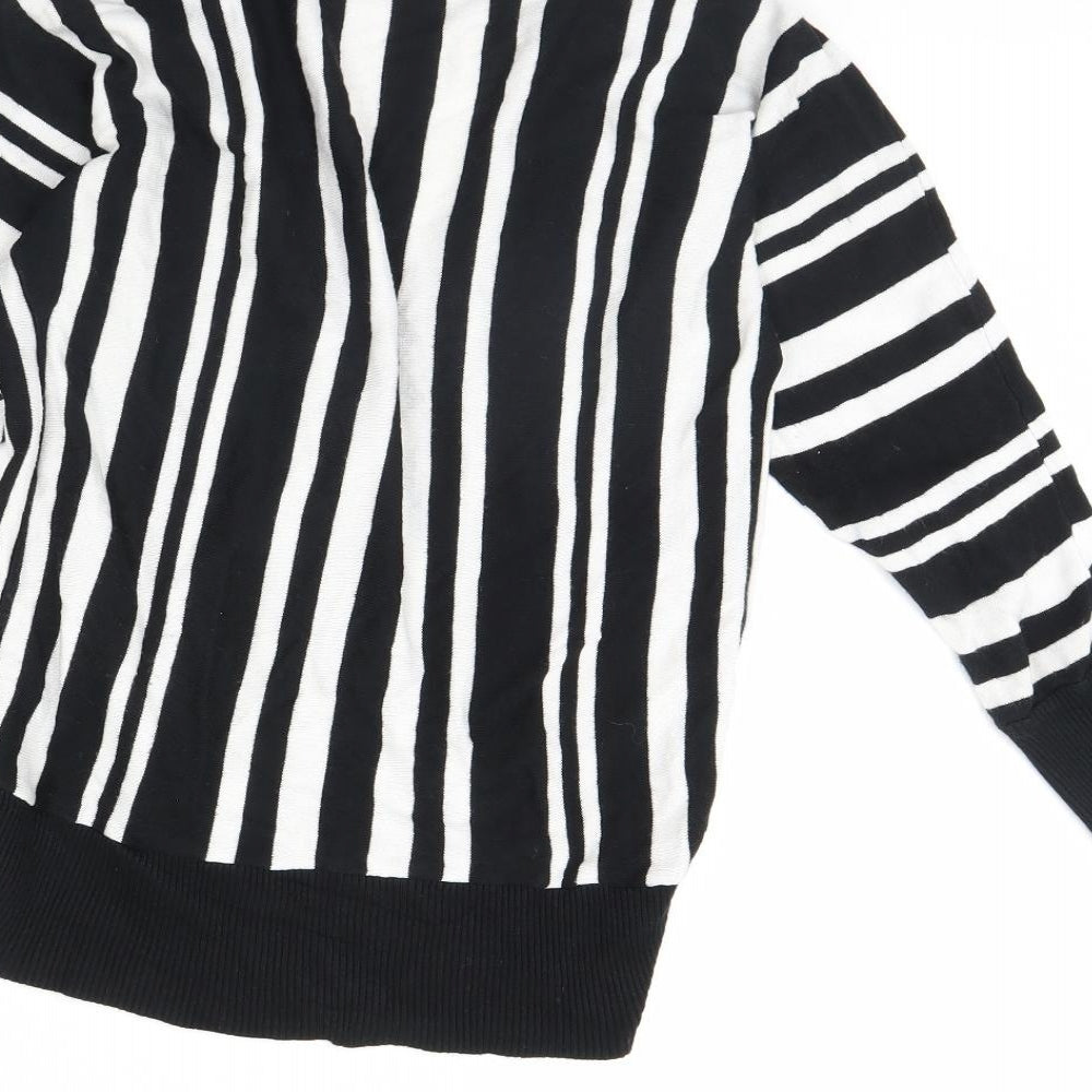 Jane Norman Womens Black Striped  Pullover Jumper Size 8