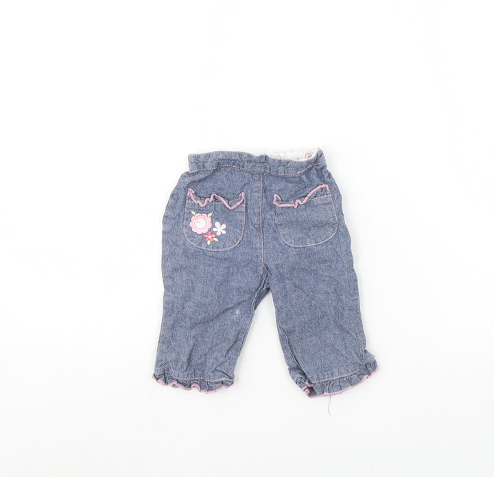 TU Girls Blue Denim Capri Trousers Size 3-6 Months