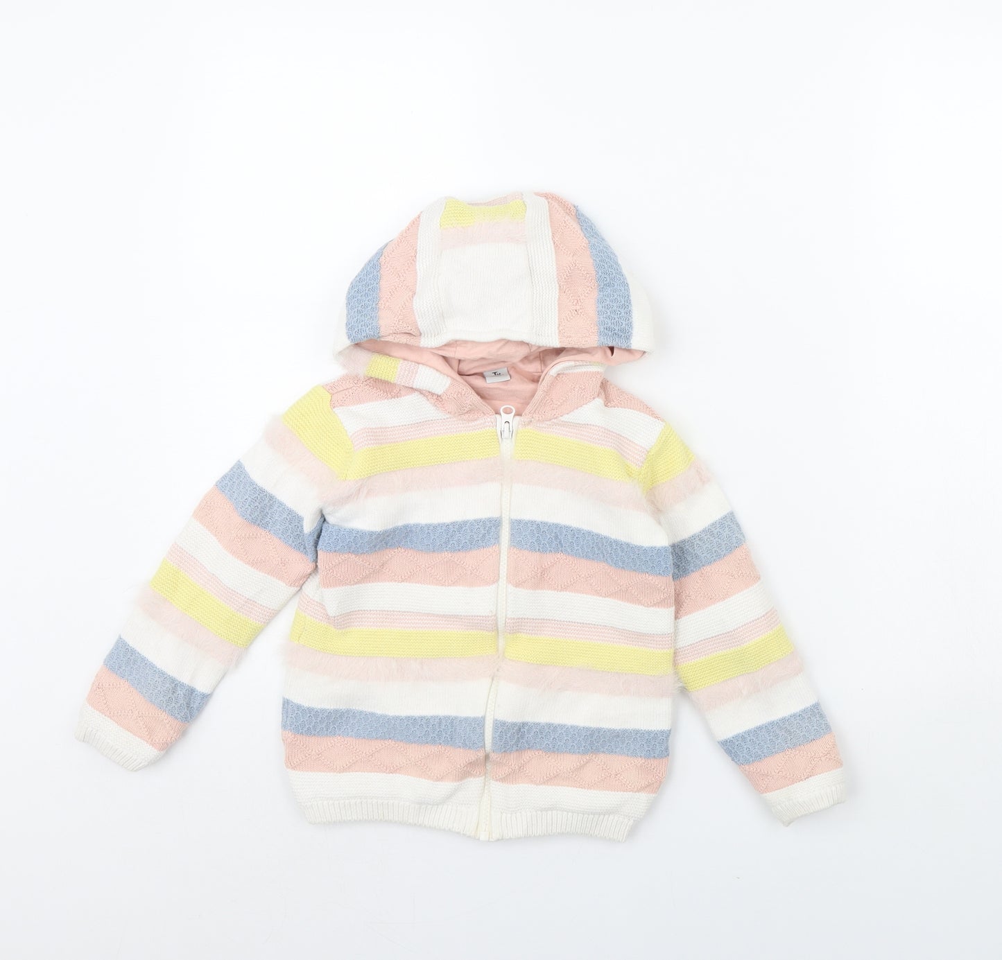 TU Girls Pink Striped  Jacket  Size 5 Years