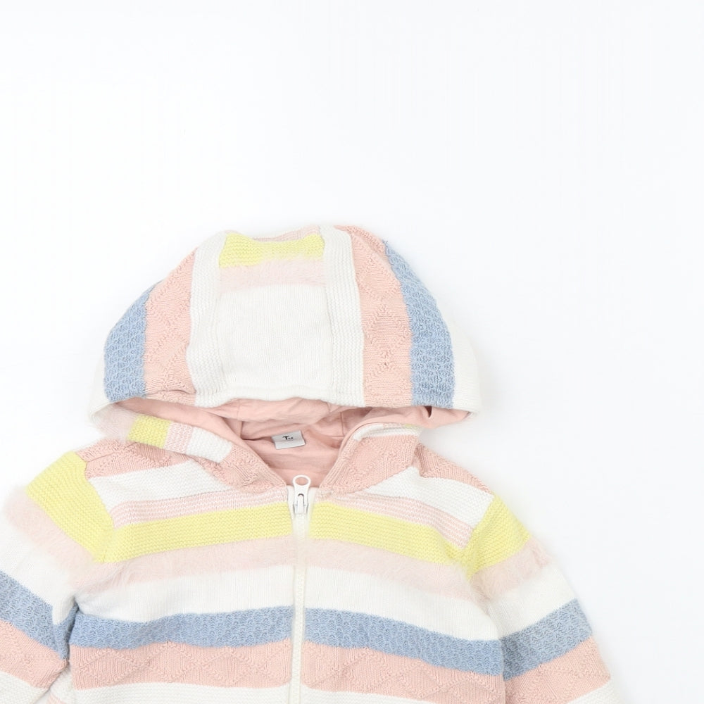 TU Girls Pink Striped  Jacket  Size 5 Years