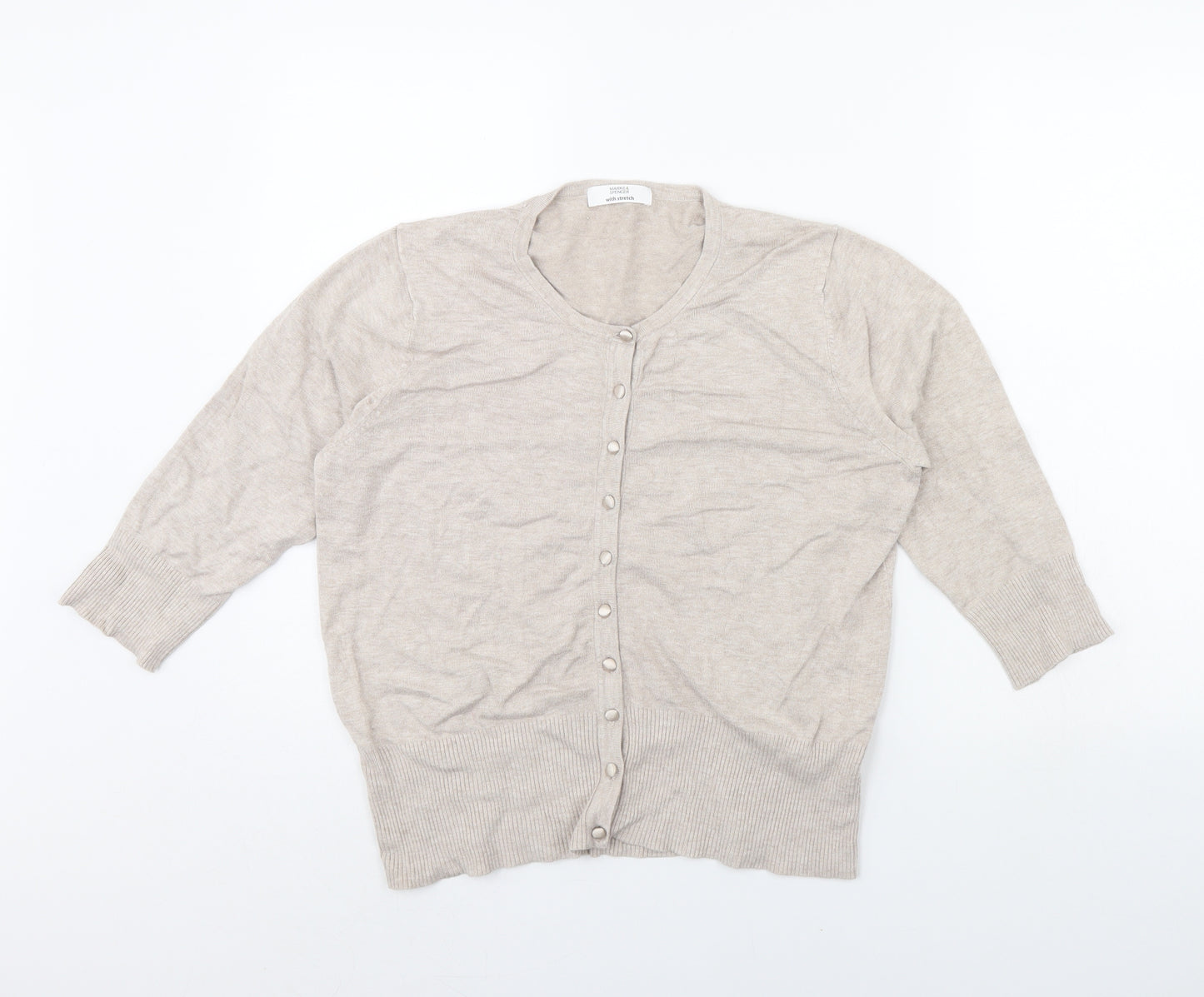 M&S Womens Beige   Cardigan Jumper Size 18