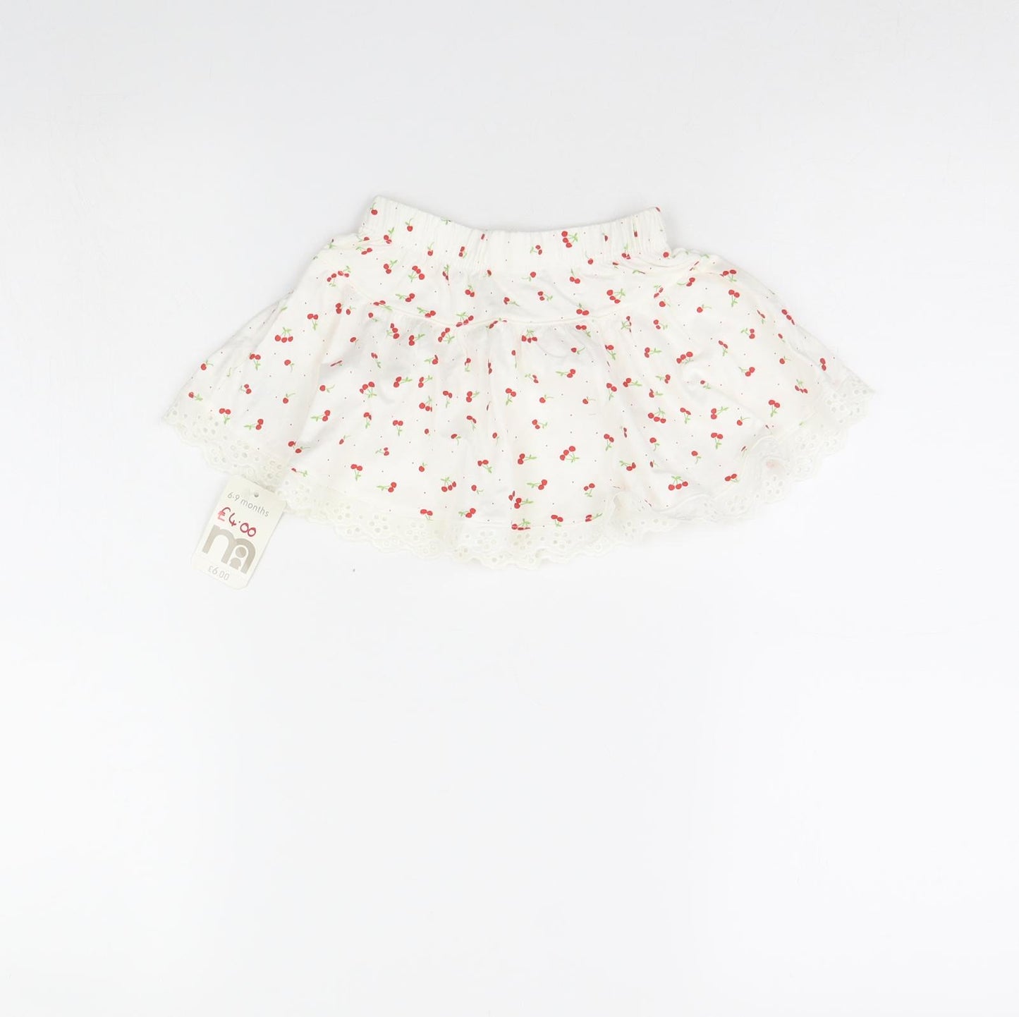 Mothercare Girls White Polka Dot  Mini Skirt Size 6-9 Months