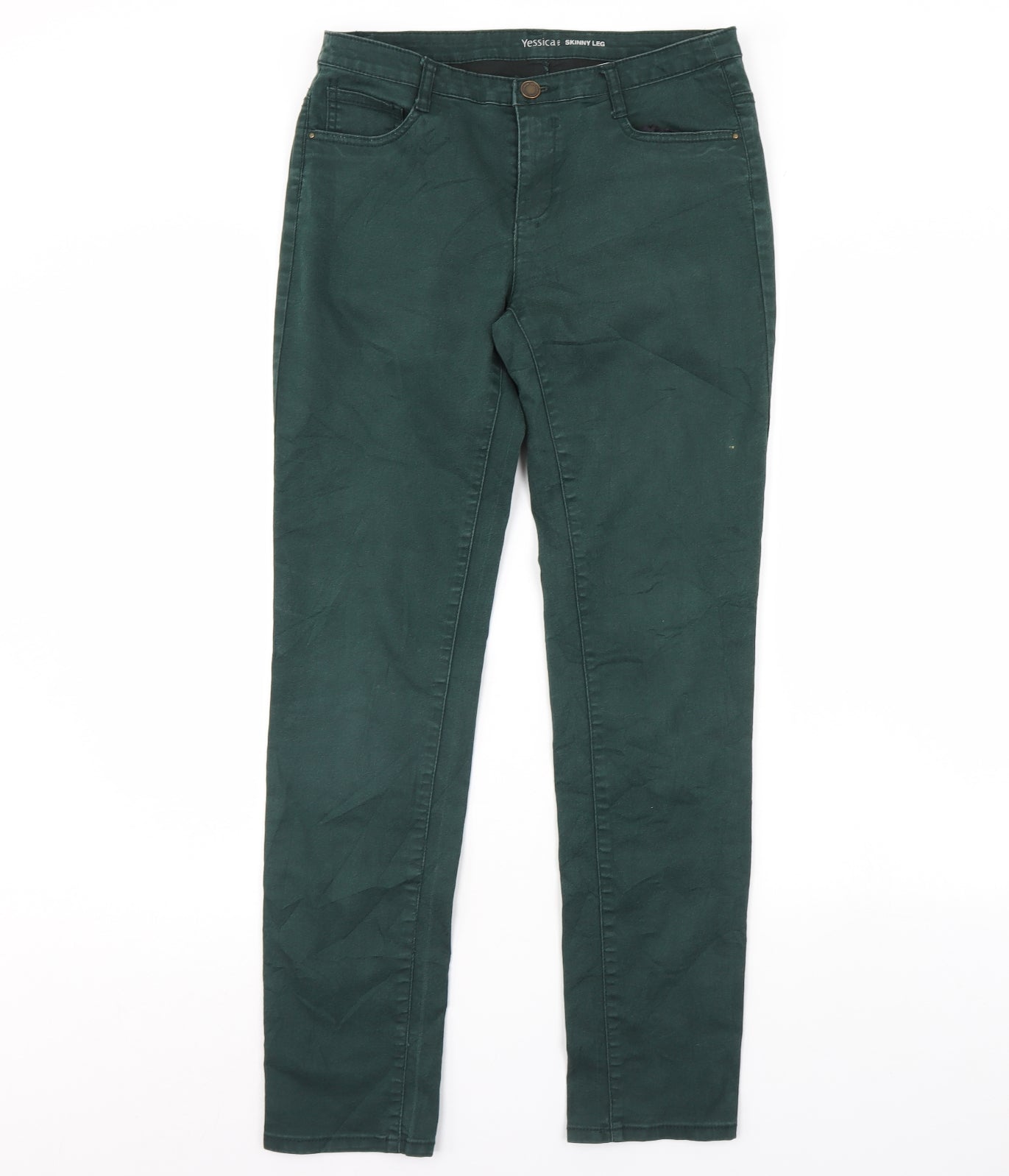 Preworn Womens Green  Denim Skinny Jeans Size 10 L30 in