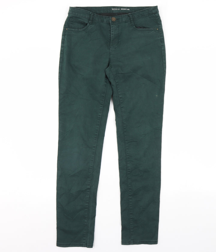 Preworn Womens Green  Denim Skinny Jeans Size 10 L30 in