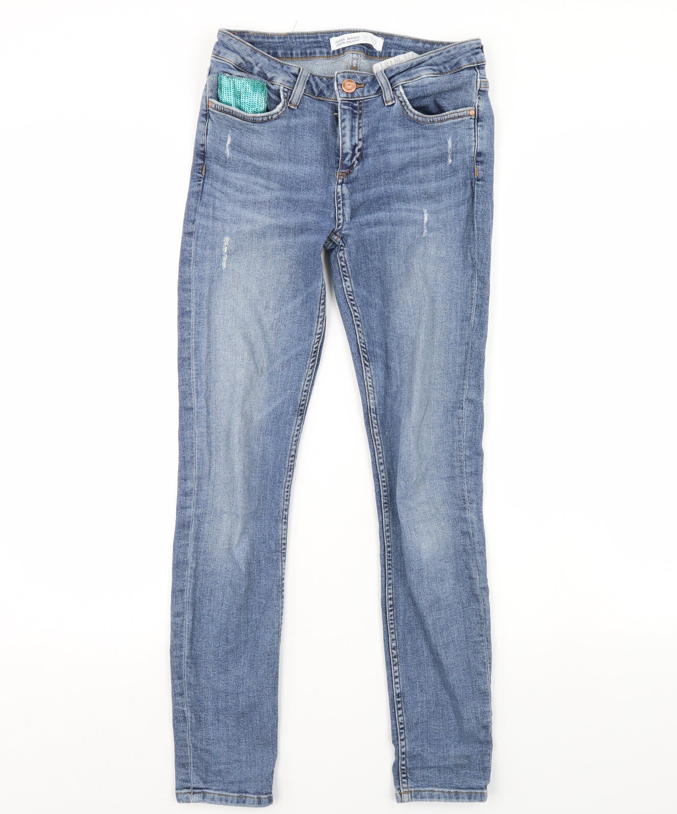 Zara Womens Blue  Denim Skinny Jeans Size 8 L29 in