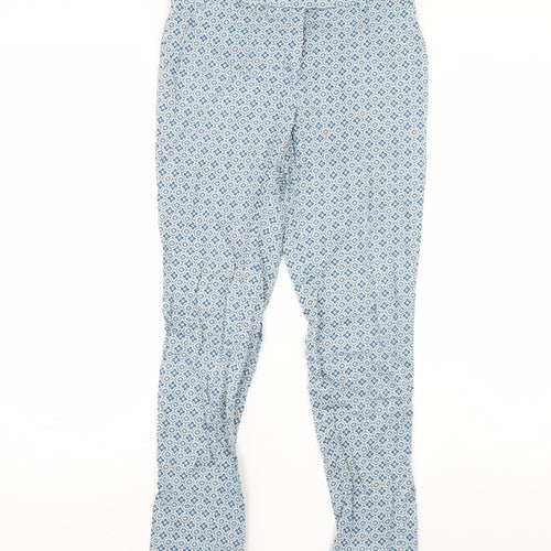 H&M Womens Blue Geometric  Trousers  Size 6 L28 in