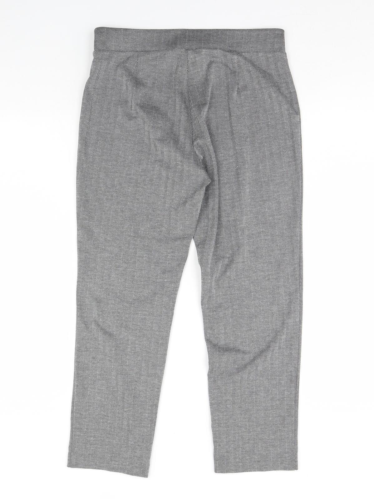 m&s Womens Grey Herringbone  Trousers  Size 12 L30 in