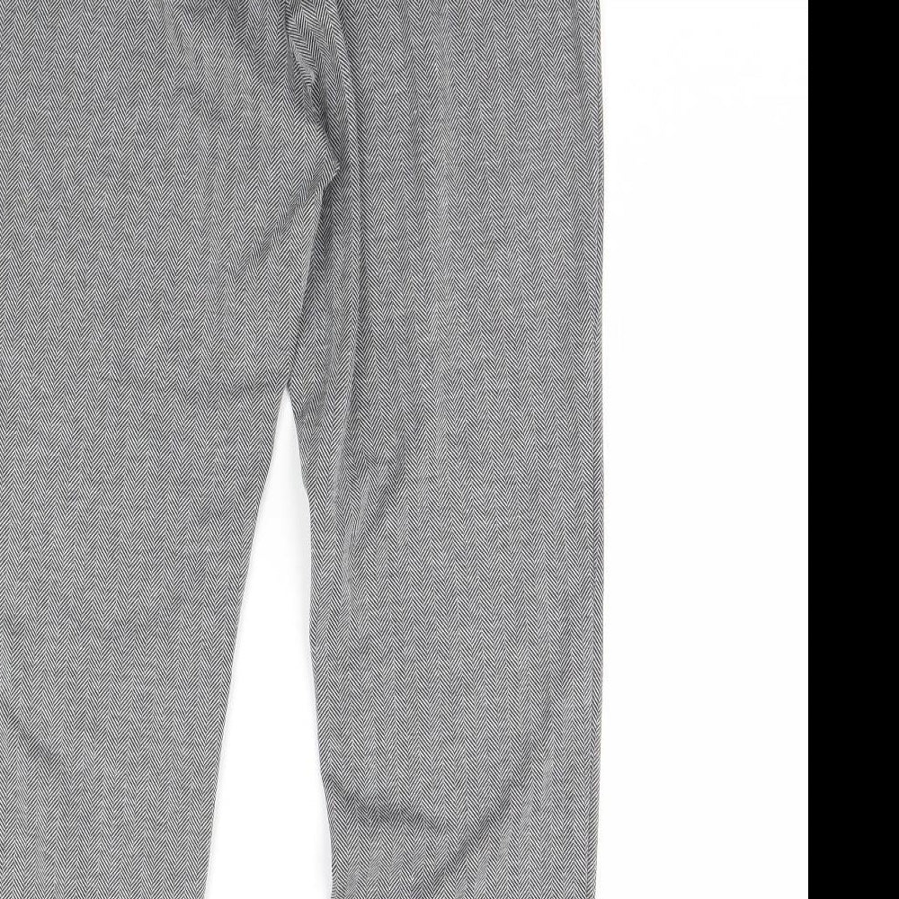 m&s Womens Grey Herringbone  Trousers  Size 12 L30 in