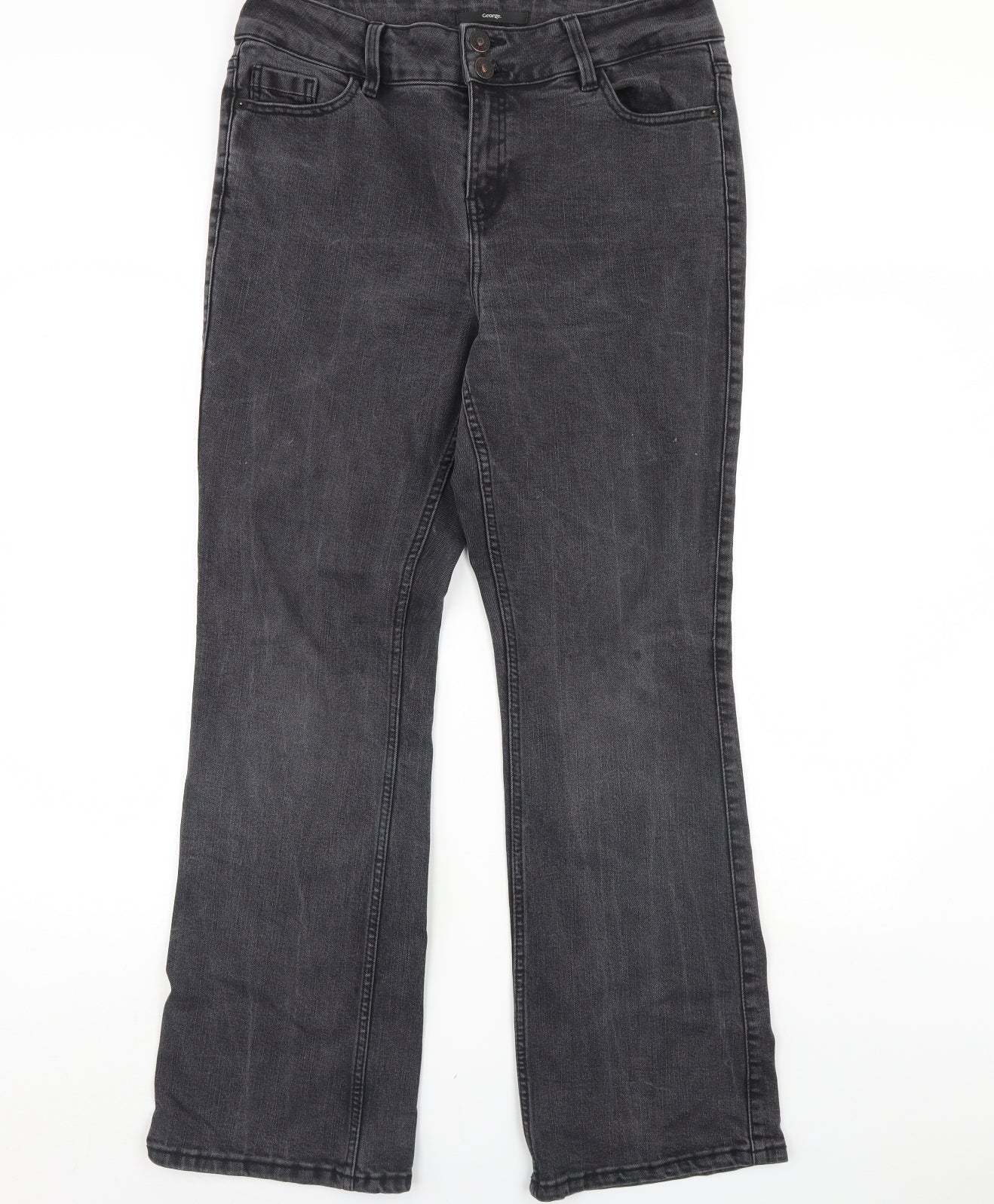 George Womens Black  Denim Straight Jeans Size 14 L32 in