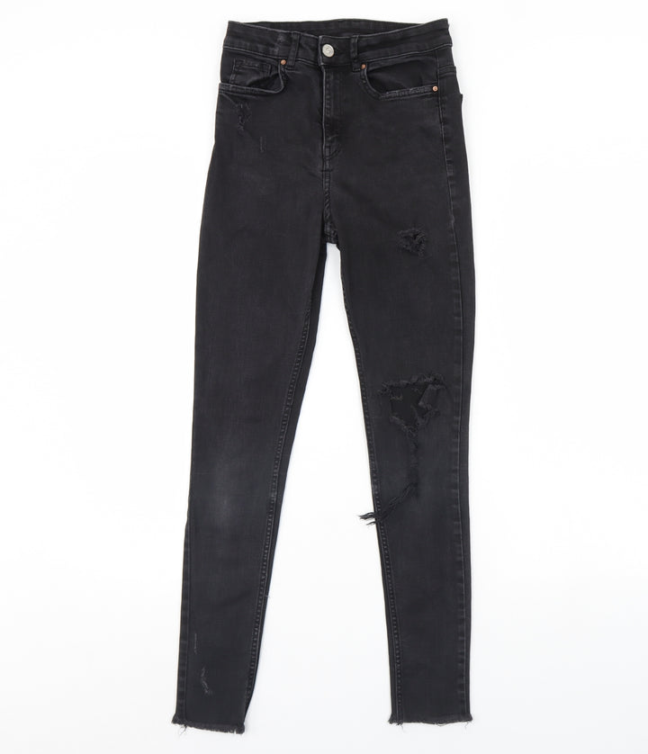 H&M Womens Black Denim Skinny Jeans Size 8 L28 in