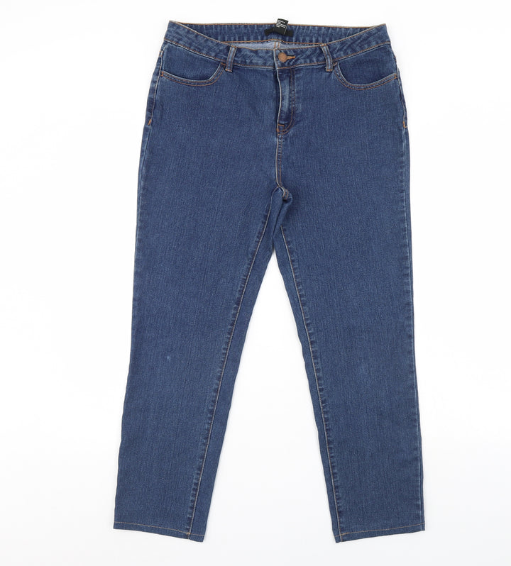 FOREVER 21 Womens Blue Denim Straight Jeans Size 34 in L30 in