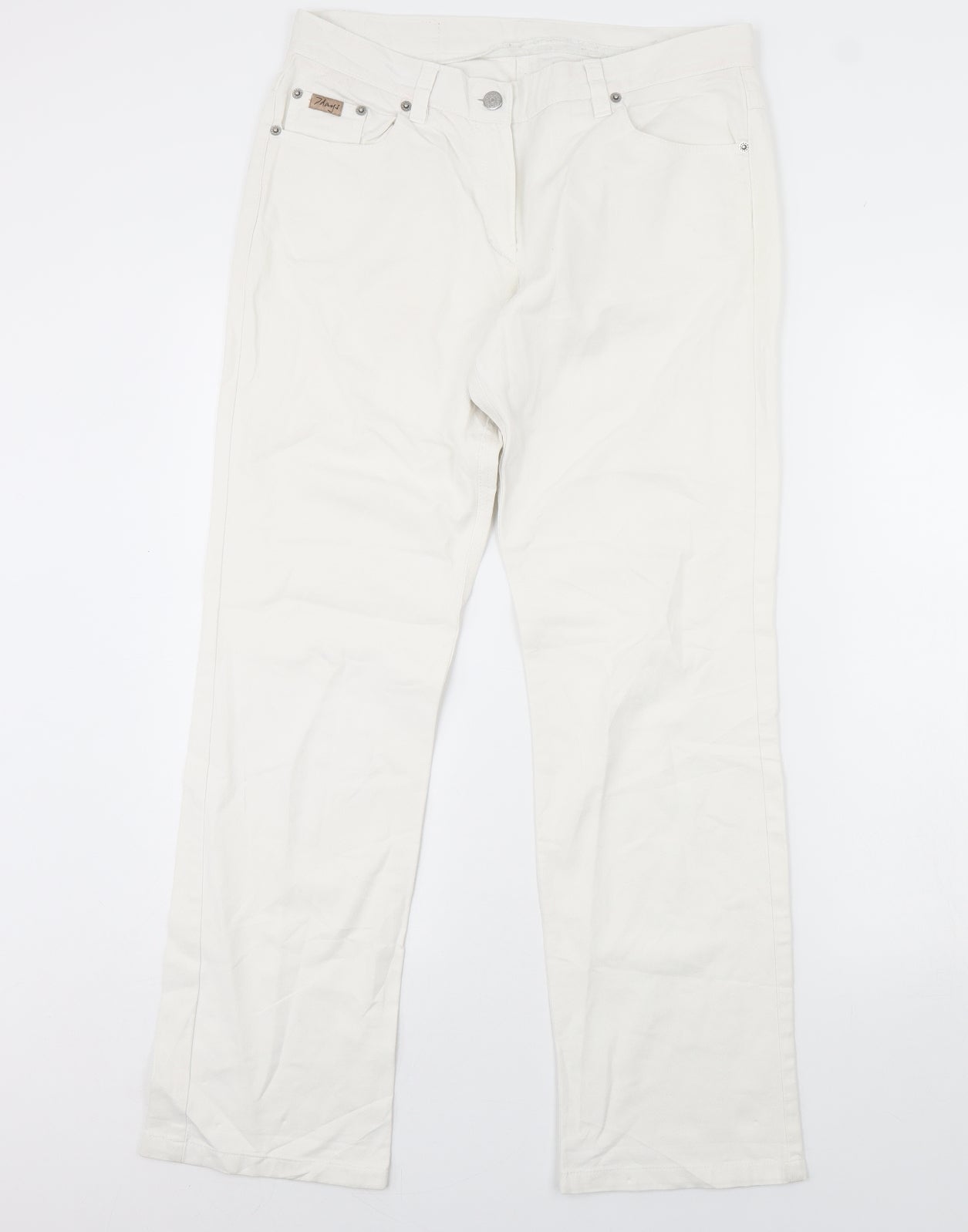 Preworn Womens White  Denim Straight Jeans Size 34 in L30 in