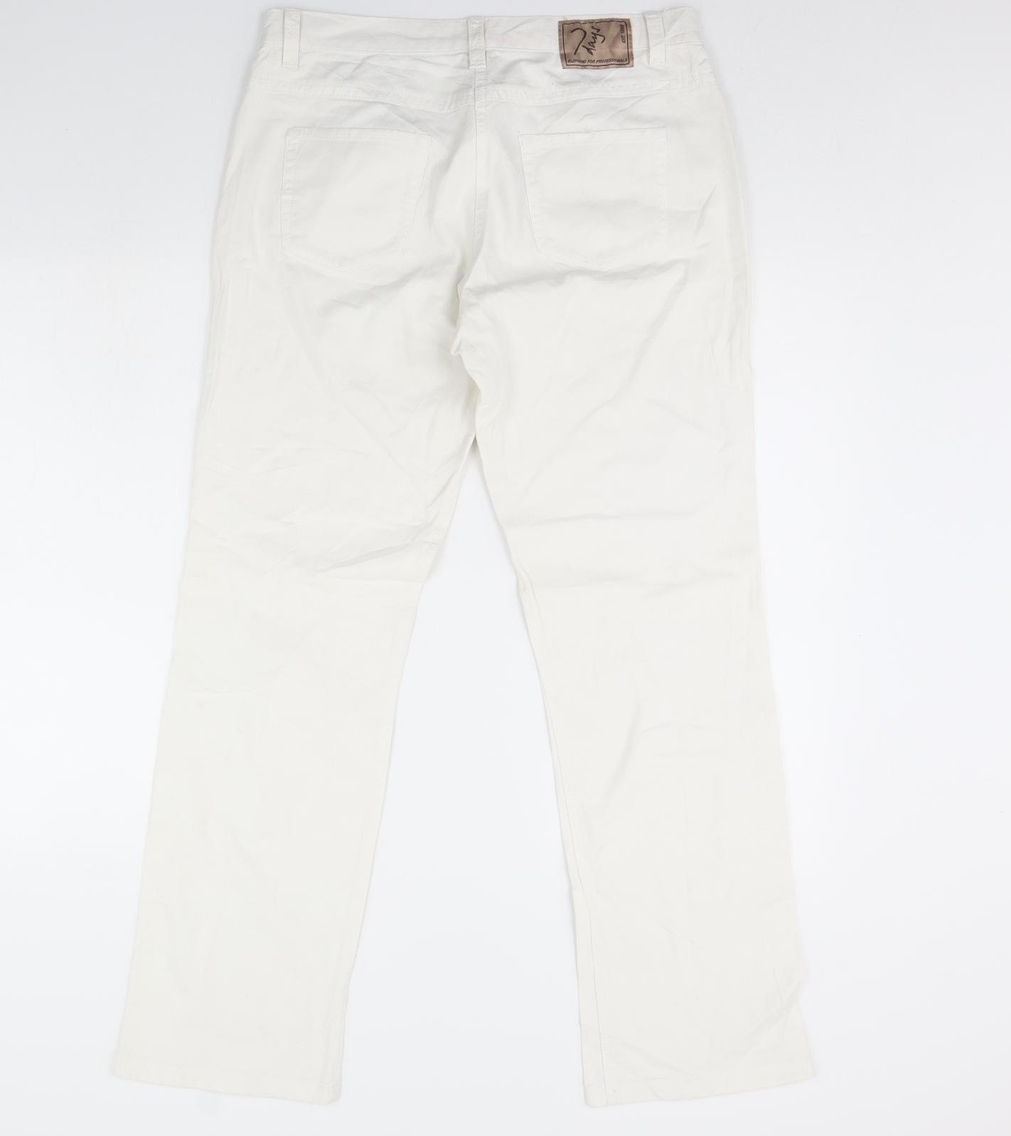 Preworn Womens White  Denim Straight Jeans Size 34 in L30 in