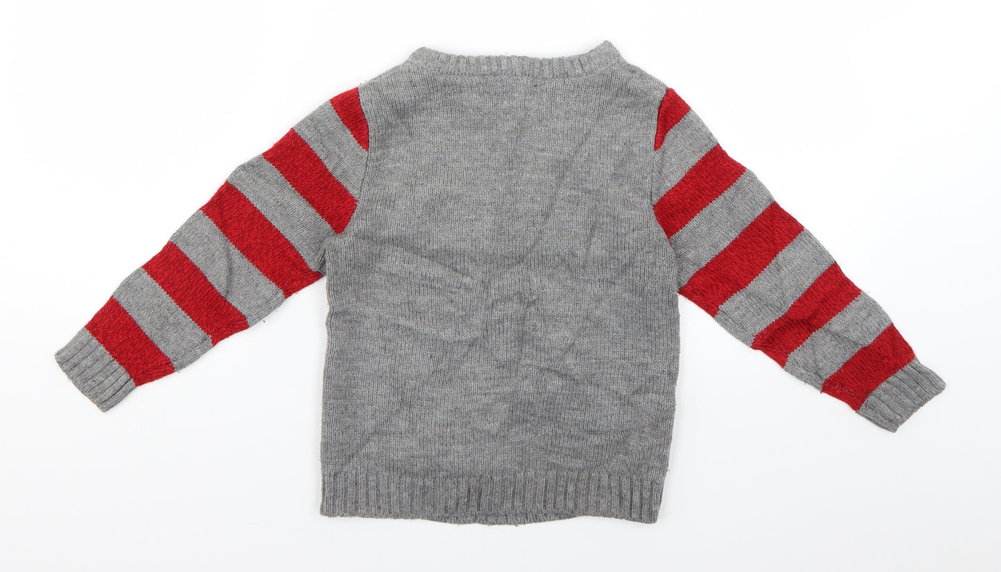 George Boys Multicoloured Geometric Knit Pullover Jumper Size 5-6 Years  - Christmas