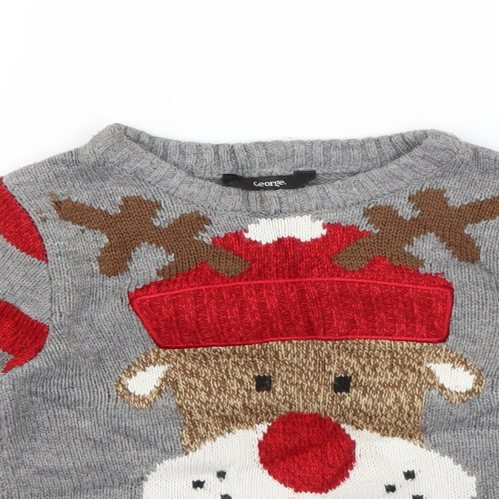 George Boys Multicoloured Geometric Knit Pullover Jumper Size 5-6 Years  - Christmas