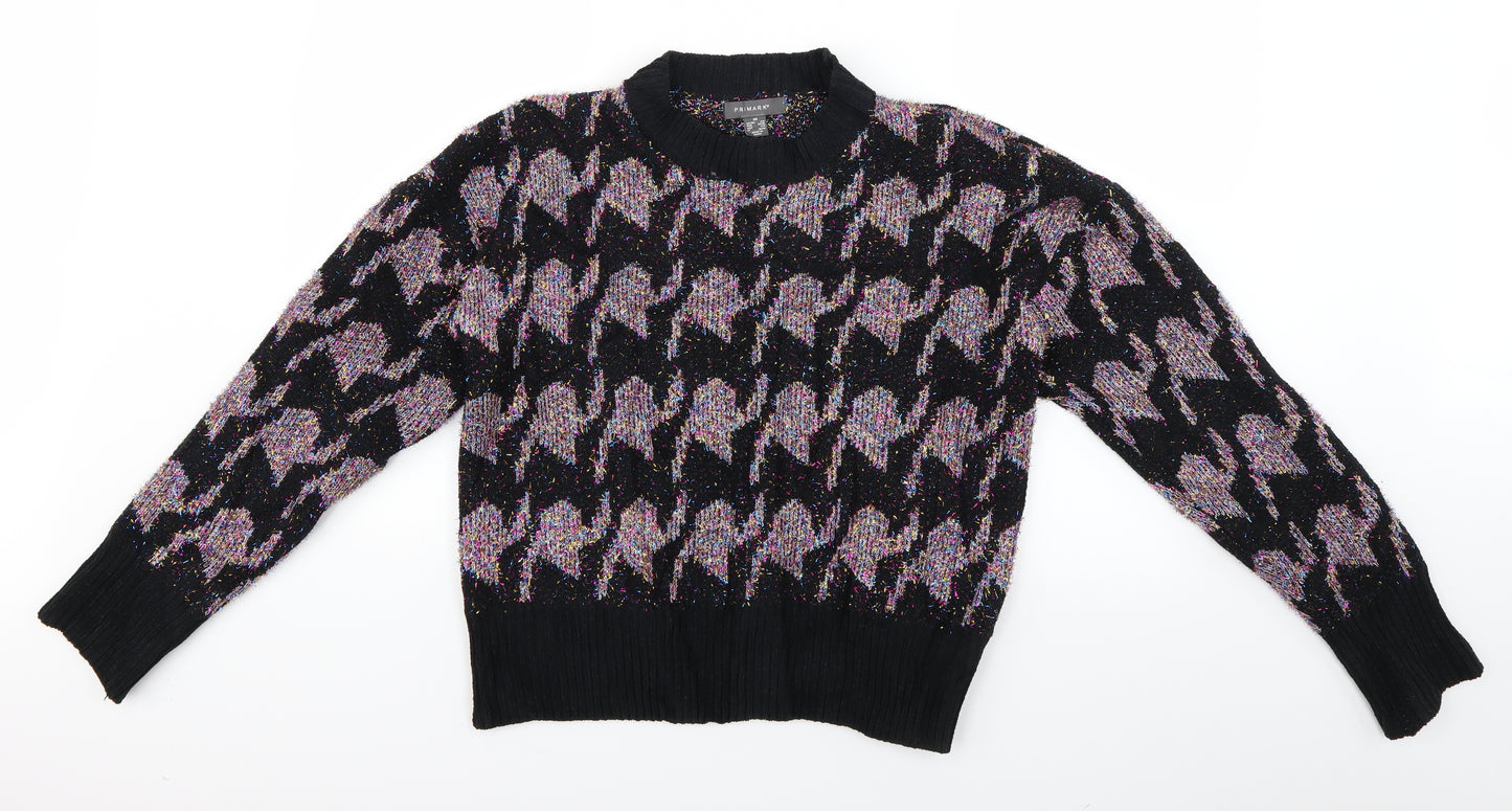 Primark Womens Multicoloured Geometric Knit Pullover Jumper Size 6  - Christmas