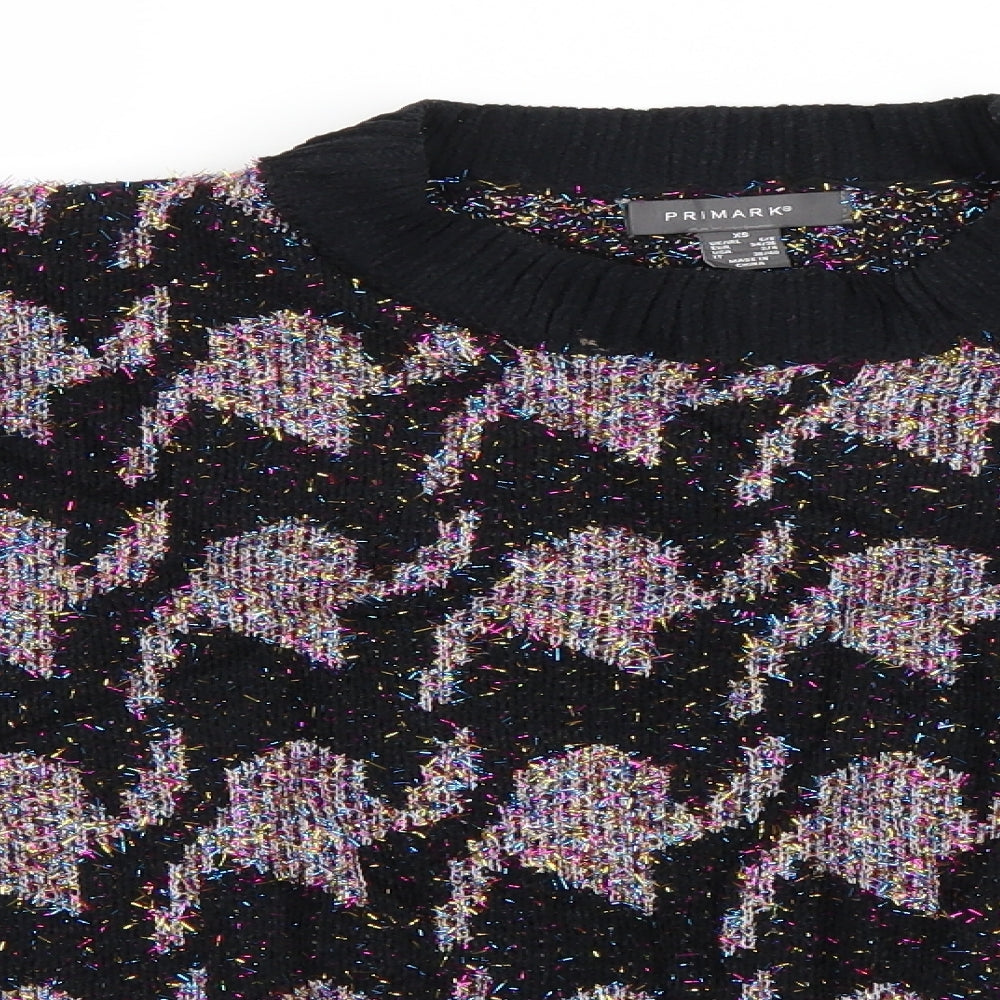 Primark Womens Multicoloured Geometric Knit Pullover Jumper Size 6  - Christmas