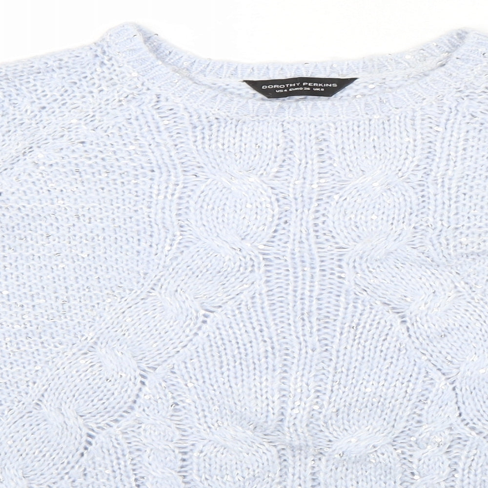 Dorothy Perkins Womens Blue  Knit Pullover Jumper Size 8  - Christmas Jumper