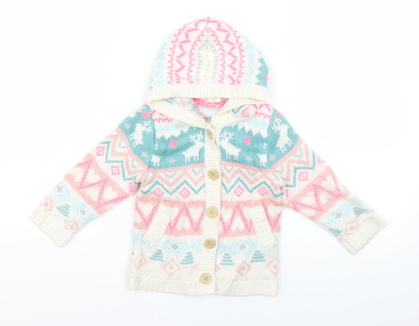 H&M Baby Multicoloured Geometric  Cardigan Jumper Size 12-18 Months  - Christmas