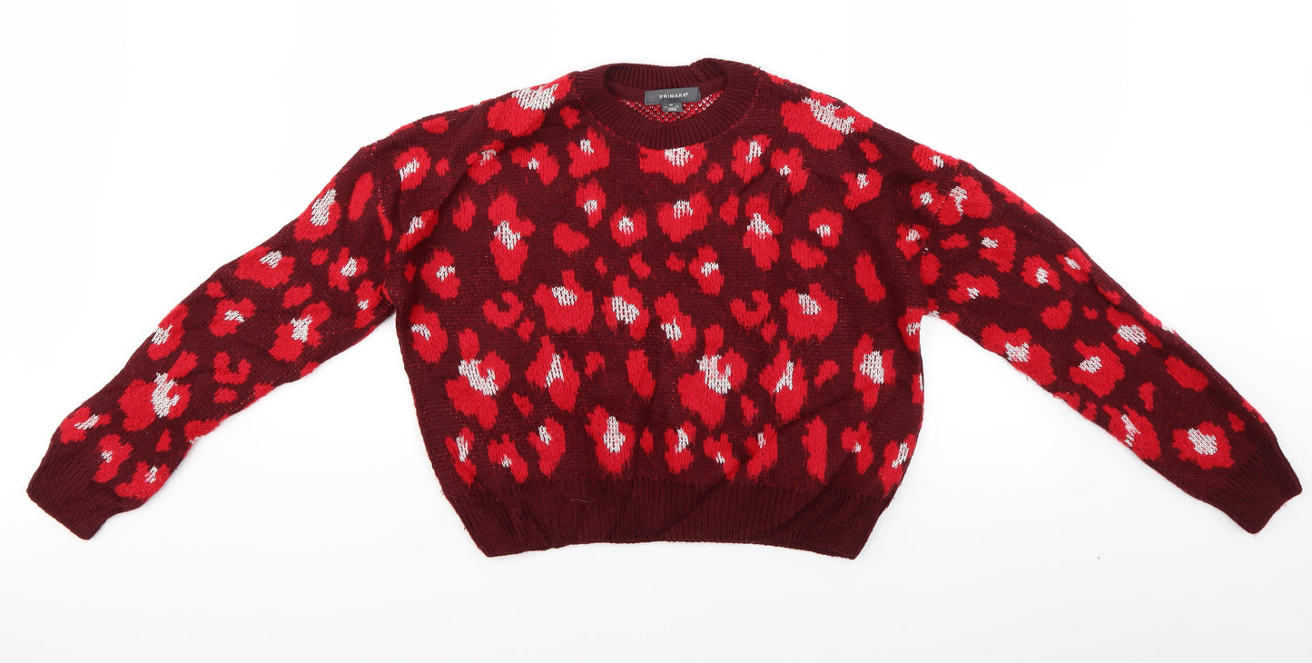 Primark Womens Red   Pullover Jumper Size 6  - flowers