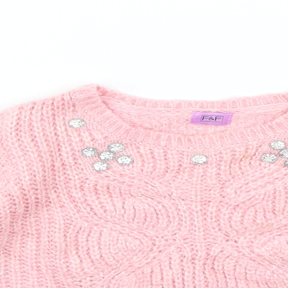 F&F Girls Pink   Pullover Jumper Size 2-3 Years