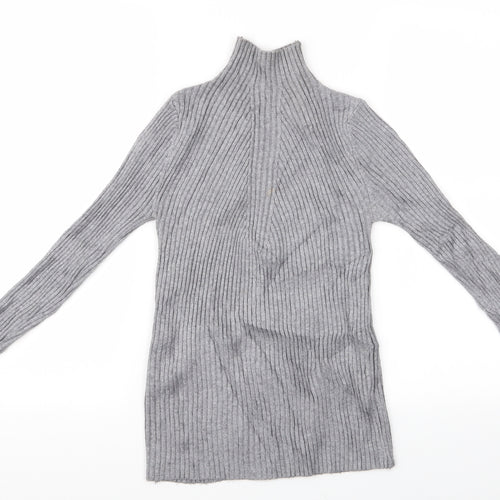 Preworn Girls Grey   Pullover Jumper   - High Neck Sweater