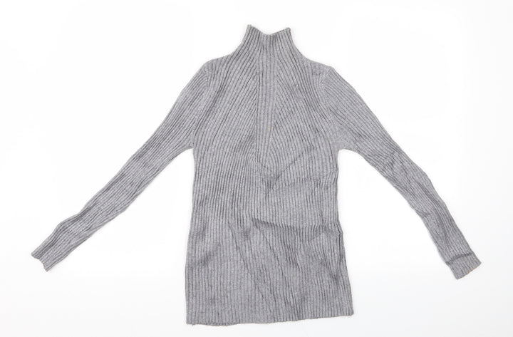 Preworn Girls Grey Pullover Jumper - High Neck Sweater