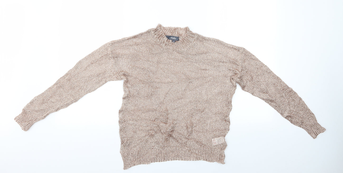Studio Womens Brown   Pullover Jumper Size 8  - Studio Metallic Sweater
