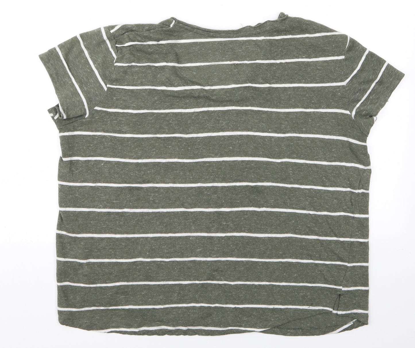 Papaya Womens Green Striped  Basic T-Shirt Size 20  - Papaya