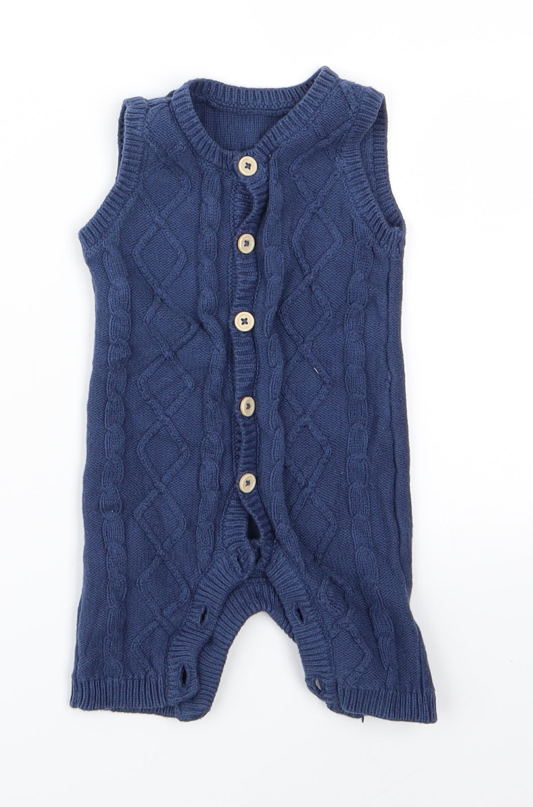 Matalan Boys Blue   Romper One-Piece Size Newborn  - cable knit style