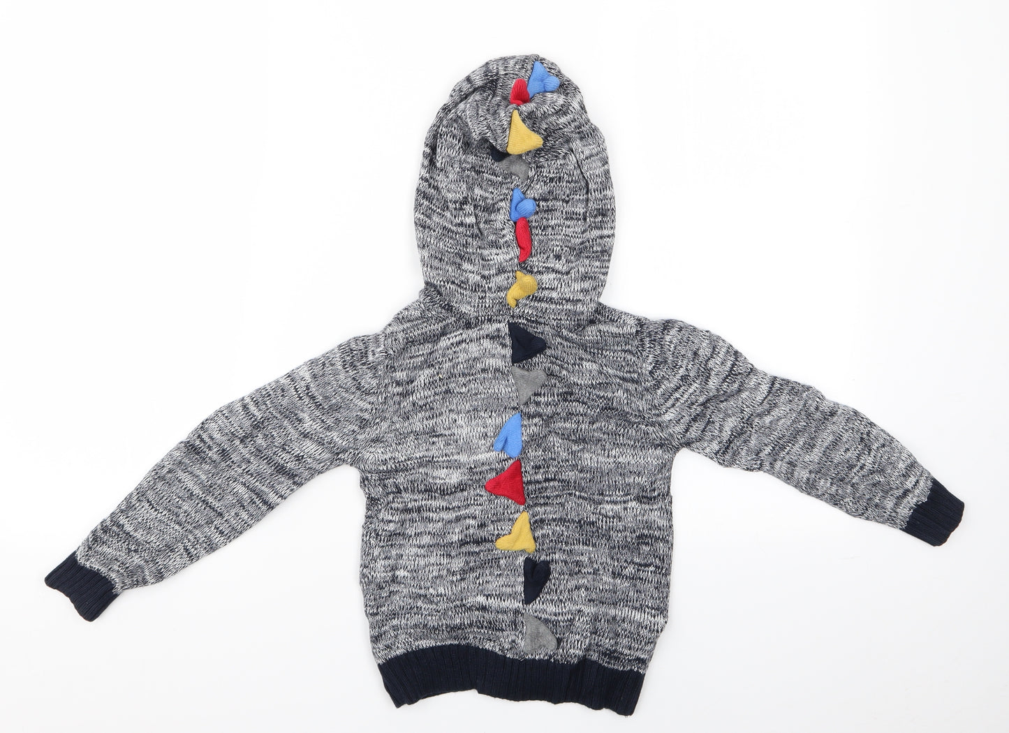 TU Boys Black   Full Zip Hoodie Size 4-5 Years  - Dragon Fins on hood and back