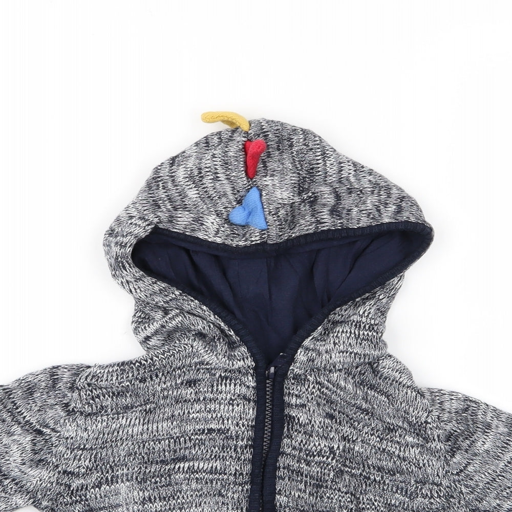 TU Boys Black   Full Zip Hoodie Size 4-5 Years  - Dragon Fins on hood and back