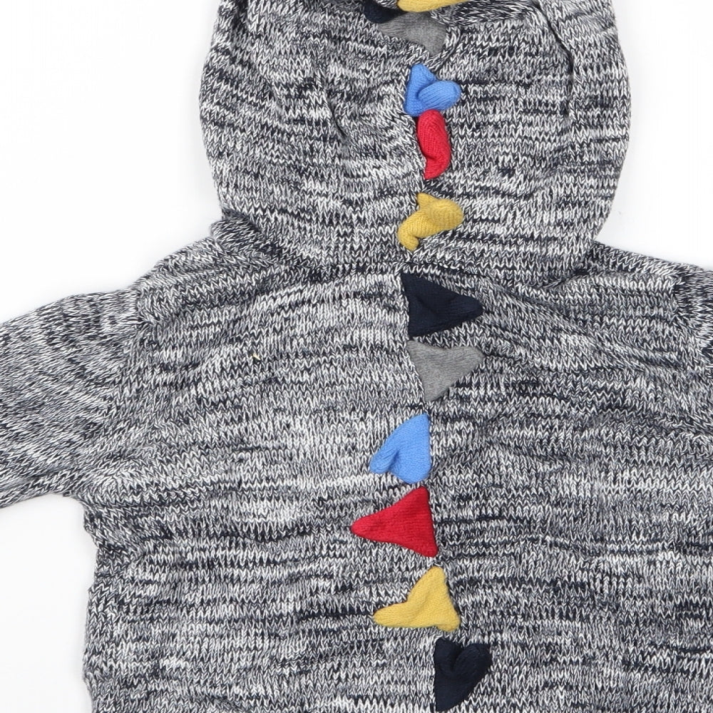 TU Boys Black   Full Zip Hoodie Size 4-5 Years  - Dragon Fins on hood and back