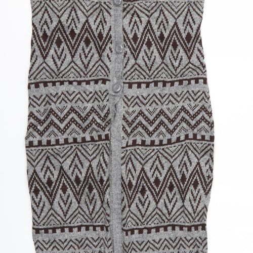 FOREVER 21 Womens Multicoloured Geometric  Cardigan Jumper Size S  - Longline Knit Waistcoat