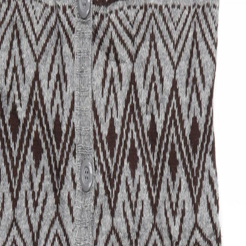 FOREVER 21 Womens Multicoloured Geometric  Cardigan Jumper Size S  - Longline Knit Waistcoat
