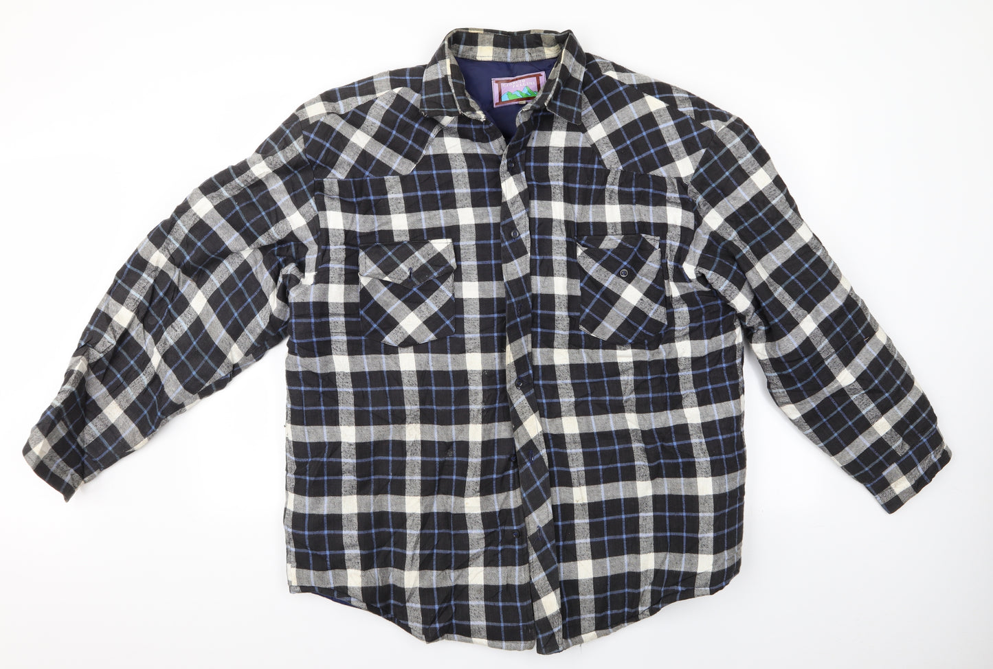 Giorgio Fellini Mens Black Check   Button-Up Size L  - Padded Shirt
