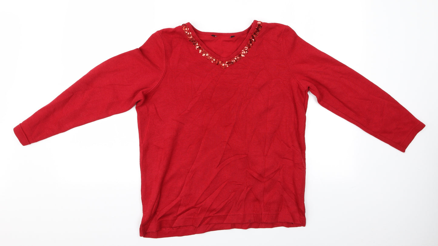 PreWorrn Womens Red   Pullover Jumper Size S  - Ribbed Red Top
