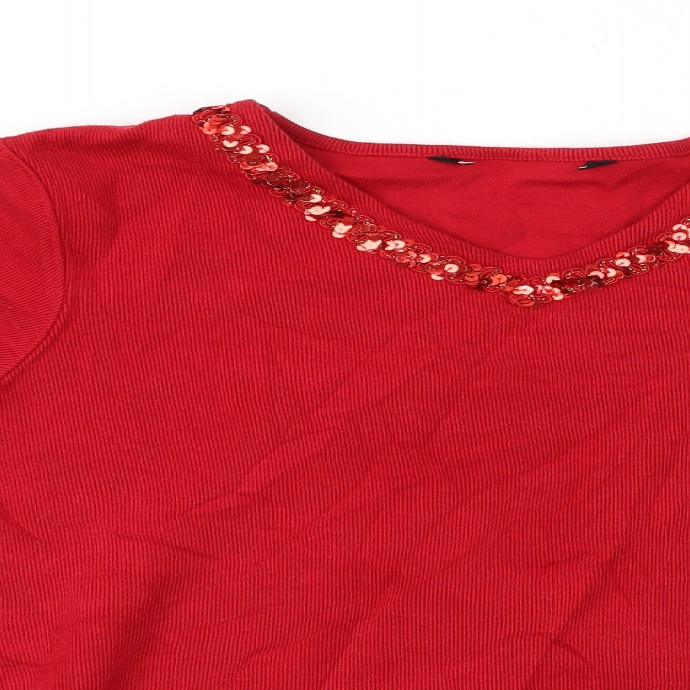 PreWorrn Womens Red   Pullover Jumper Size S  - Ribbed Red Top