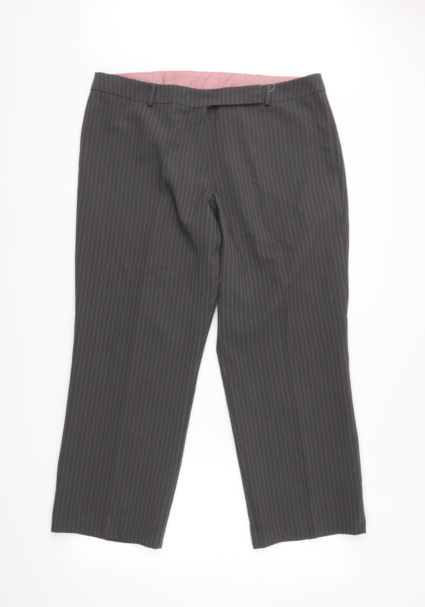 Amranto Womens Grey Striped  Trousers  Size 18 L28 in