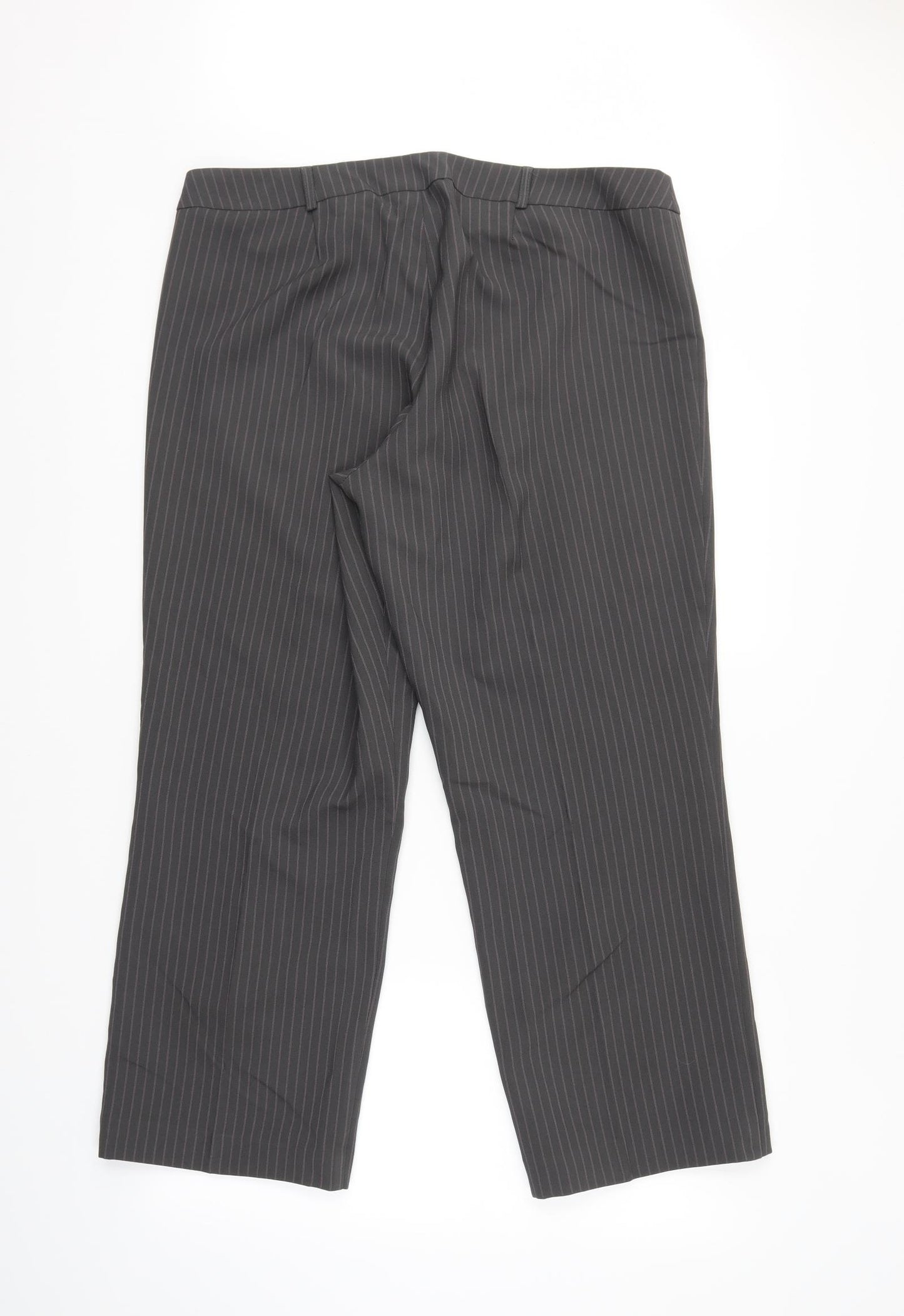 Amranto Womens Grey Striped  Trousers  Size 18 L28 in