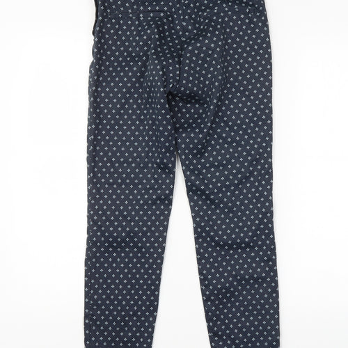 H&M Womens Blue Argyle/Diamond  Trousers  Size 8 L28 in