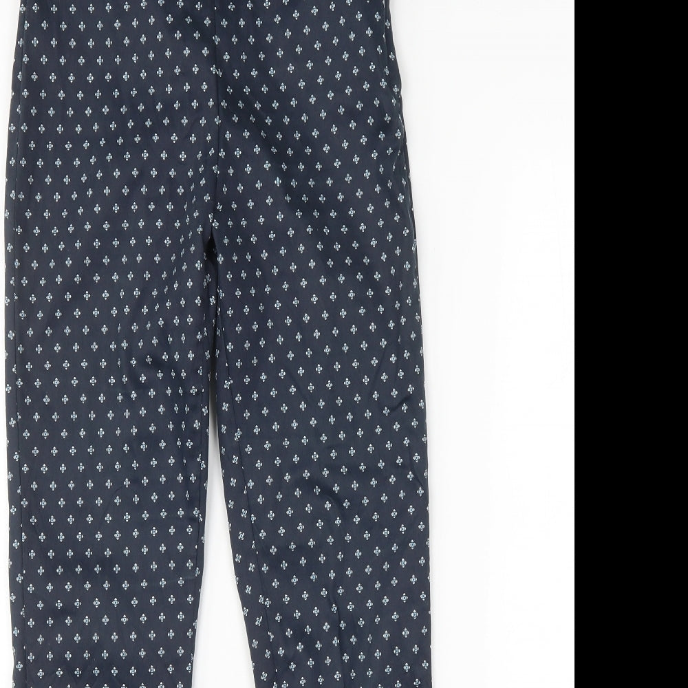 H&M Womens Blue Argyle/Diamond  Trousers  Size 8 L28 in