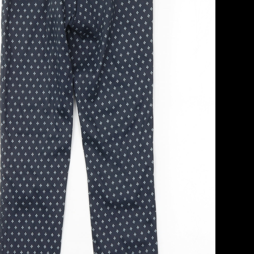 H&M Womens Blue Argyle/Diamond  Trousers  Size 8 L28 in